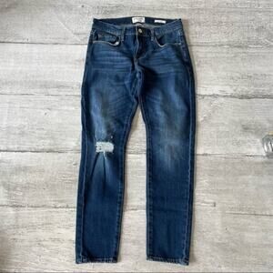 Frame Denim Le Garcon Denim Jeans Skinny Size 26 Dark Wash Factory Distressed